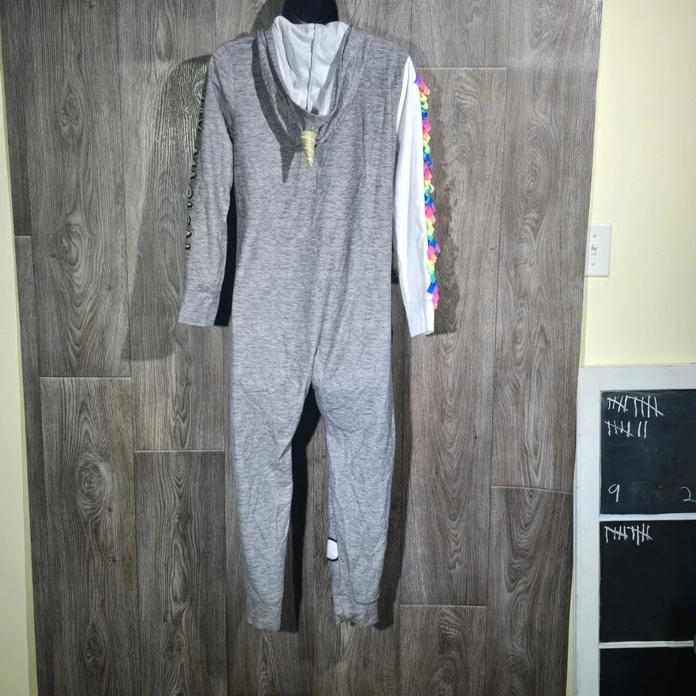 Justice Girls' Unicorn Rainbow Hooded Pajama Jumpsuit Size‎ 12 Sleepwear
